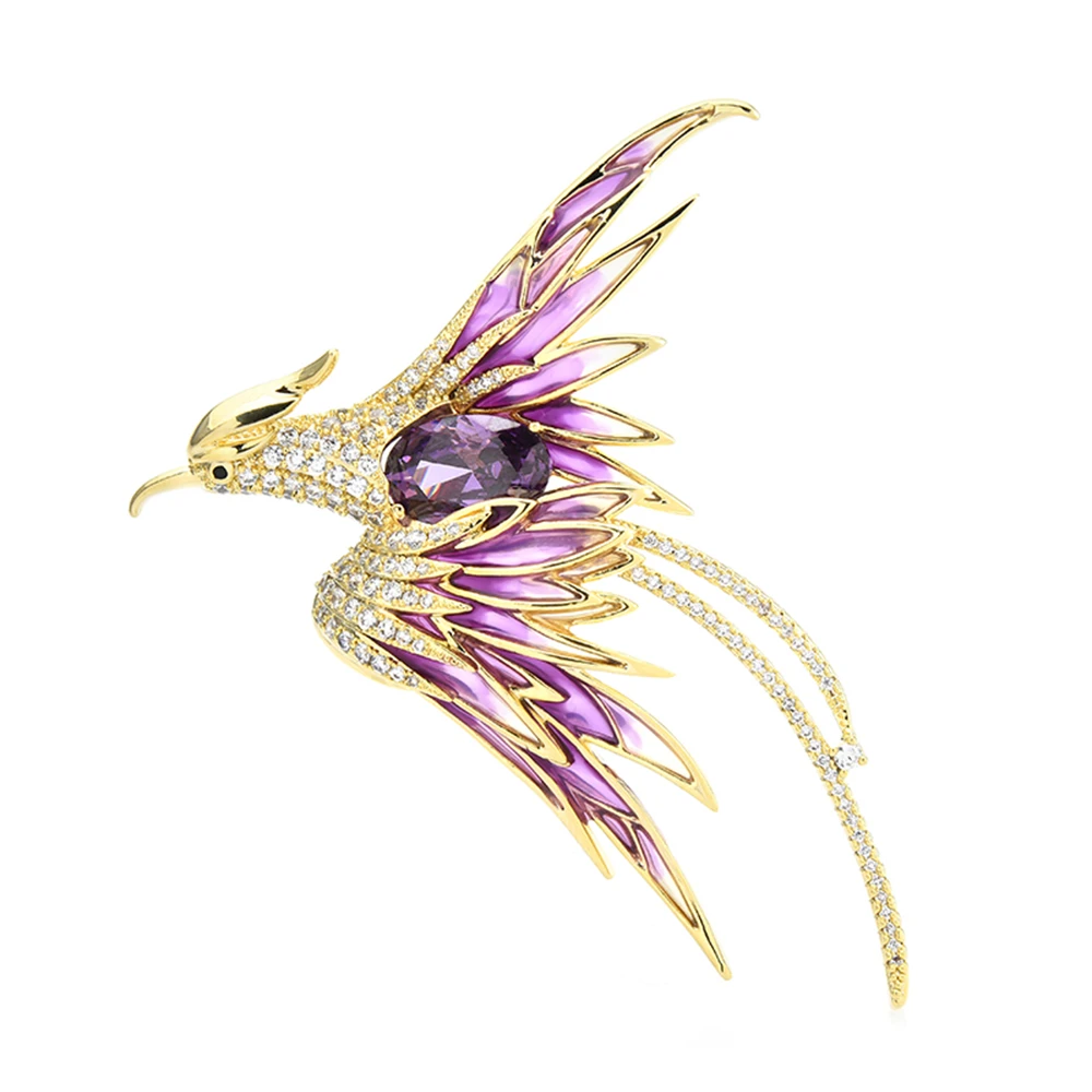 Prachtige Strass Phoenix Broche voor Vrouwen Luxe Emaille Kleur PINs Mode Doek Tassen Accessoires Elegante Vogel Sieraden Geschenken