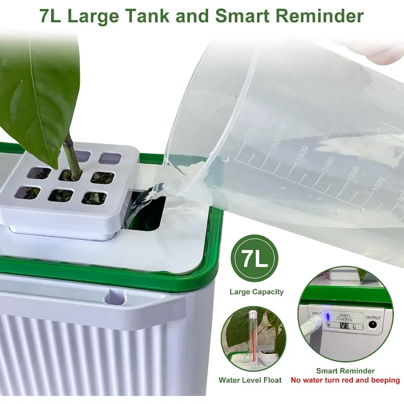 LLarge Smart Hydroponics Growing System kit,7L Indoor Hydroponic Garden Plant Grow Kit for Herb,Tomato,Pepper, Vines Plants