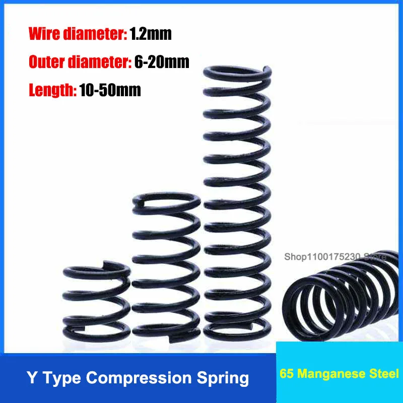 10PCS Black Y Type Compression Spring Wire Dia 1.2mm Pressure Springs Outer Dia 6mm-20mm 65 Manganese Steel Material For Diy