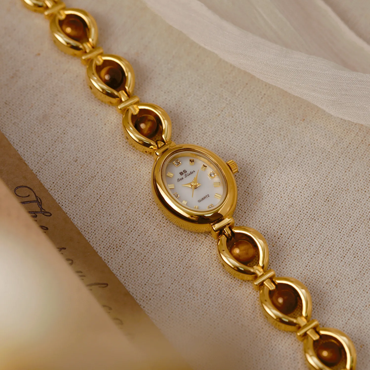 الرجعية الفاخرة امرأة الطبيعية أحجار اليشم ساعات كوارتز موضة أنيقة ساعة يد صغيرة مقاوم للماء ساعة ذهبية سيدة العلامة التجارية الأصلية