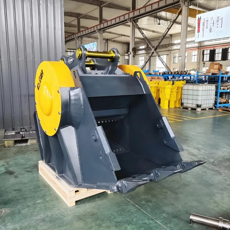 Durable Steel Crusher Attachment Durable Crushing Bucket High Impact Energy for Construction Demolition Waste Reuse Customizable