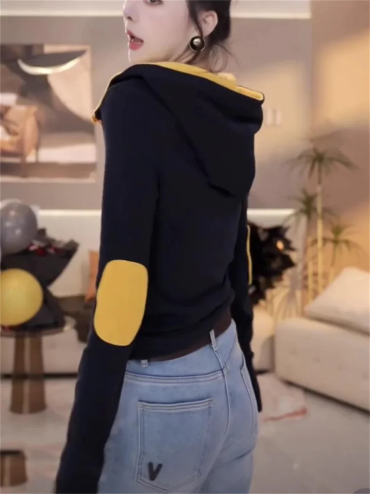 نصف البريدي الشباب التي شيرت المرأة مقنعين تيز كم طويل كولوربلوك التي شيرت قاعدة الشارع الشهير البلوز تي شيرت السيدات تي شيرت