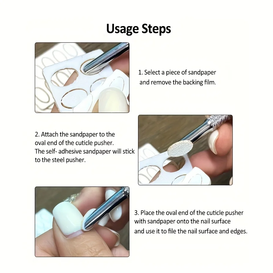 1/2 pezzi spingipelle per unghie a doppia estremità in acciaio inossidabile con strumento per salone di pedicure manicure smussato circolare, strumento per unghie professionale essenziale