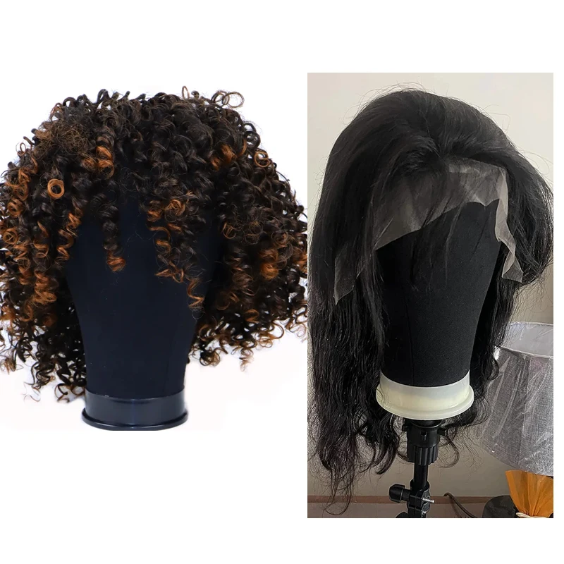 21-23inch Canvas Block Wig Black Head for Display