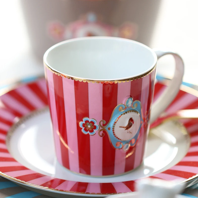Dutch Pip Studio Aiqingniao Badge Embossed Color Matching Ceramic Mug Coffee Mug Ceramic Mug Kawaii Cup Tea Cup Cups