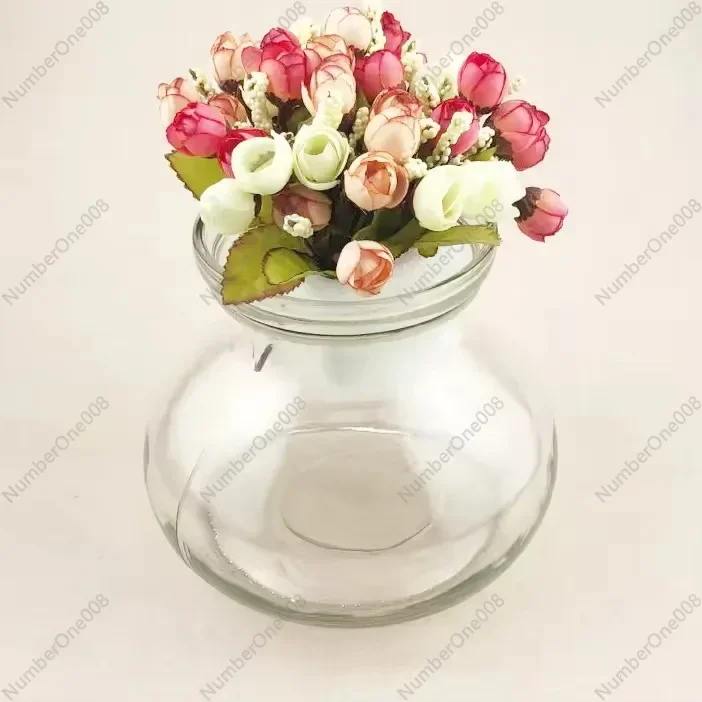 Spittoon Glass Vase, Medium Spittoon Jar Fish Tank Decorative Ornament Hydroponic Plant Utensils, Transparent Glass Vase