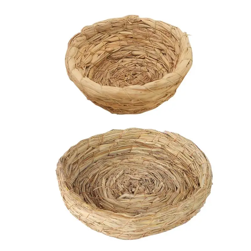 Breeding Nest For Birds Hand Woven Flat Base Straw Bird Nest Hatch House Bird Shelter Bird Cage Accessories Bird Hut