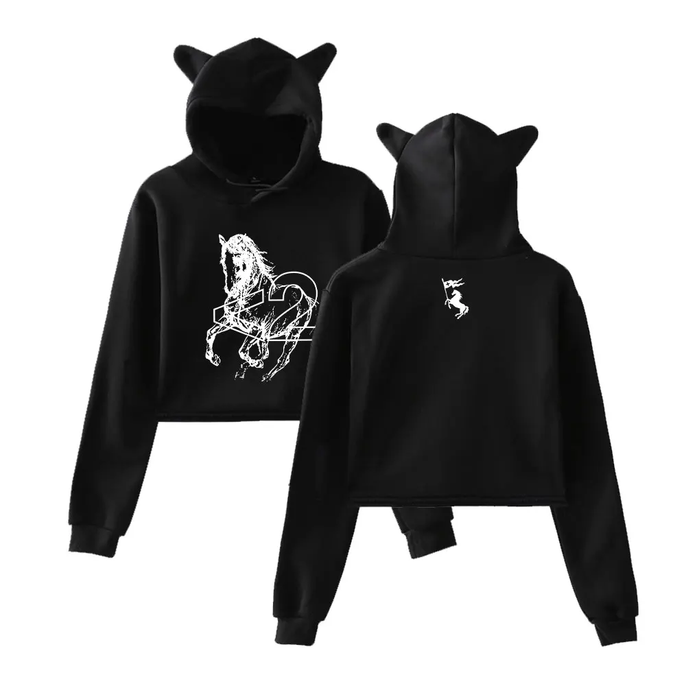 

2hollis Horse Hoodie Женская толстовка с капюшоном и длинными рукавами Повседневный модный укороченный топ