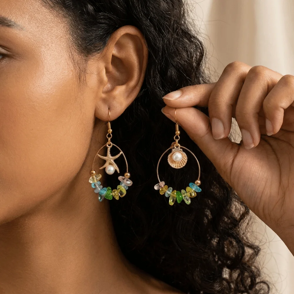 Tassel Earrings Boho - Boho Colorful Shell Hoop Earrings Tassel