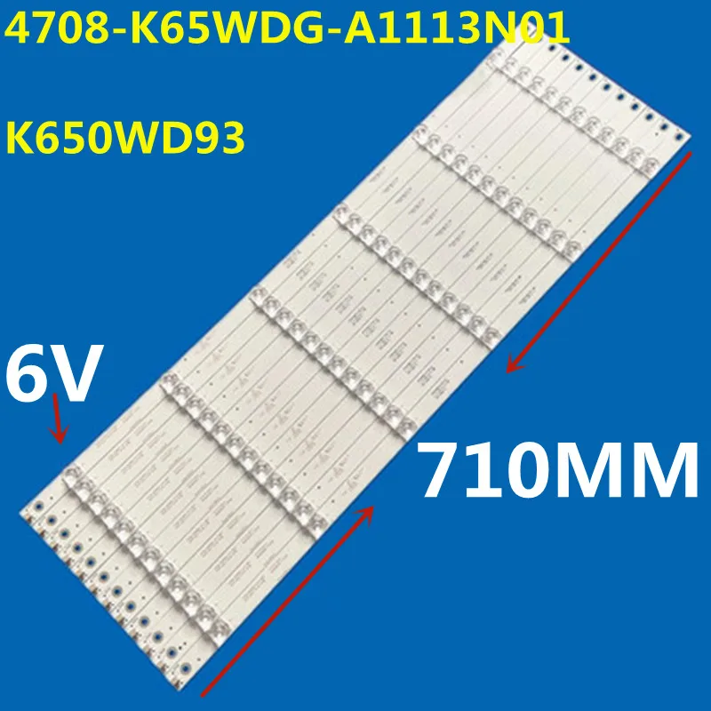 Tira de retroiluminação LED para retroiluminação, 6 lâmpadas para DS-D5065FL/KL/UL, K650WDG1, 4708-K65WDG-A1113N01, K650WD93, DH-LM65-S400, 12pcs