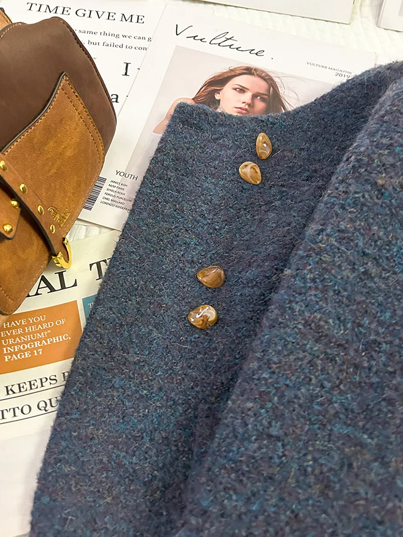 Kiesza lyte Fashion party 2024 Street Autunno Inverno Giacche corte di lana per le donne Cappotto di lana blu vintage stile Hepburn