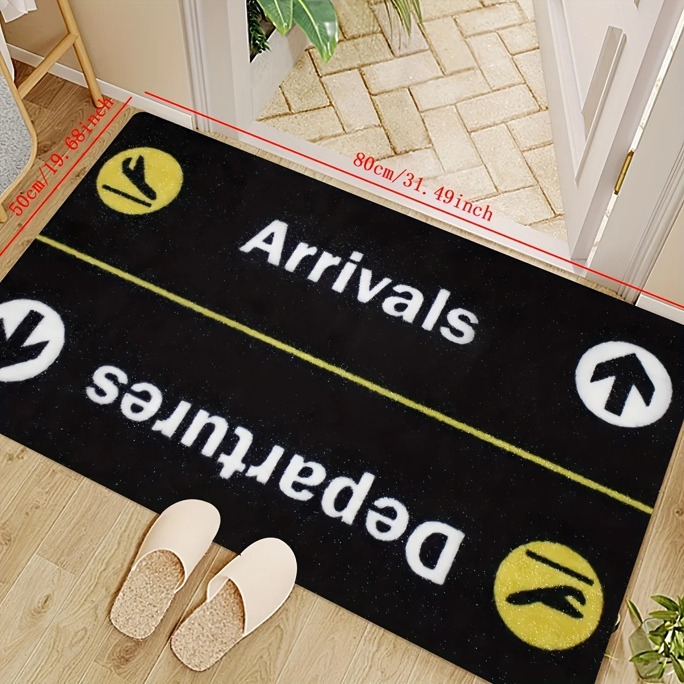 VIKAMA Arrival And Departure Flight-Themed Doormat Is Light Thin And Soft It's a Festive Party Decoration Carpet For Home Decor