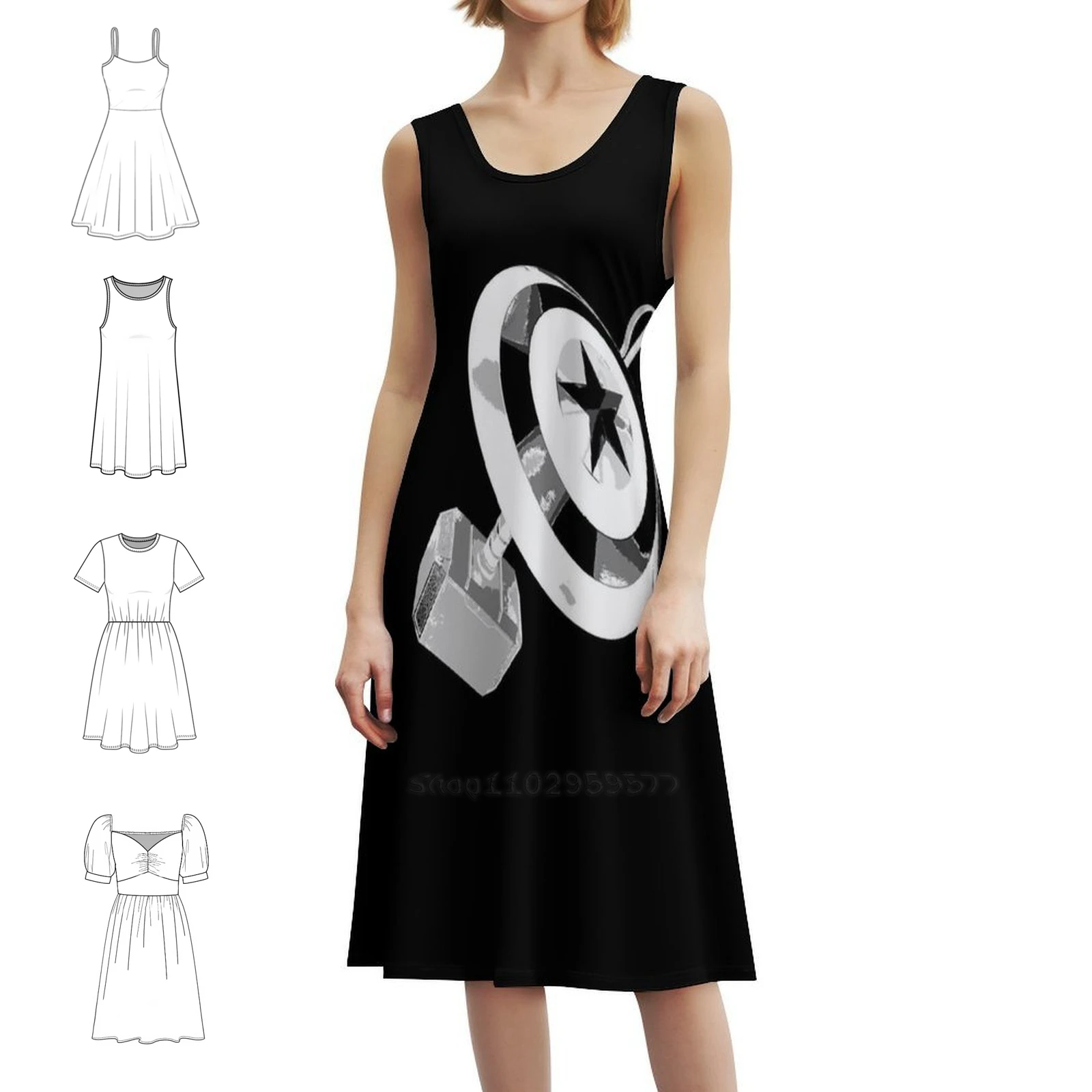 

Captain Mjolnir Women's Streetwear Party Dress Trendy Print Club Clothing For Female Captain Mjolnir Dress For Girls