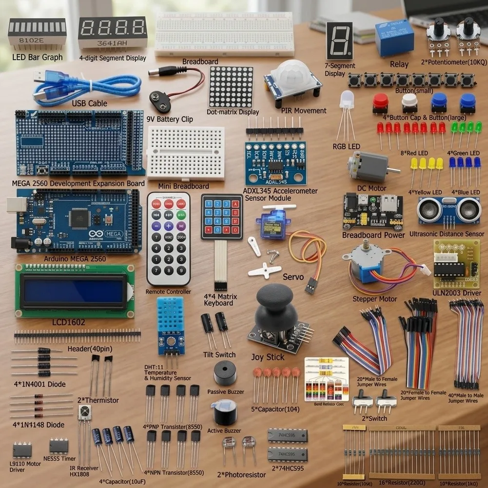 Electronic for project Kit for Arduino For Mega2560 with LCD1602 Real-Time Display for servos Stepper Motors and Motion Sensors