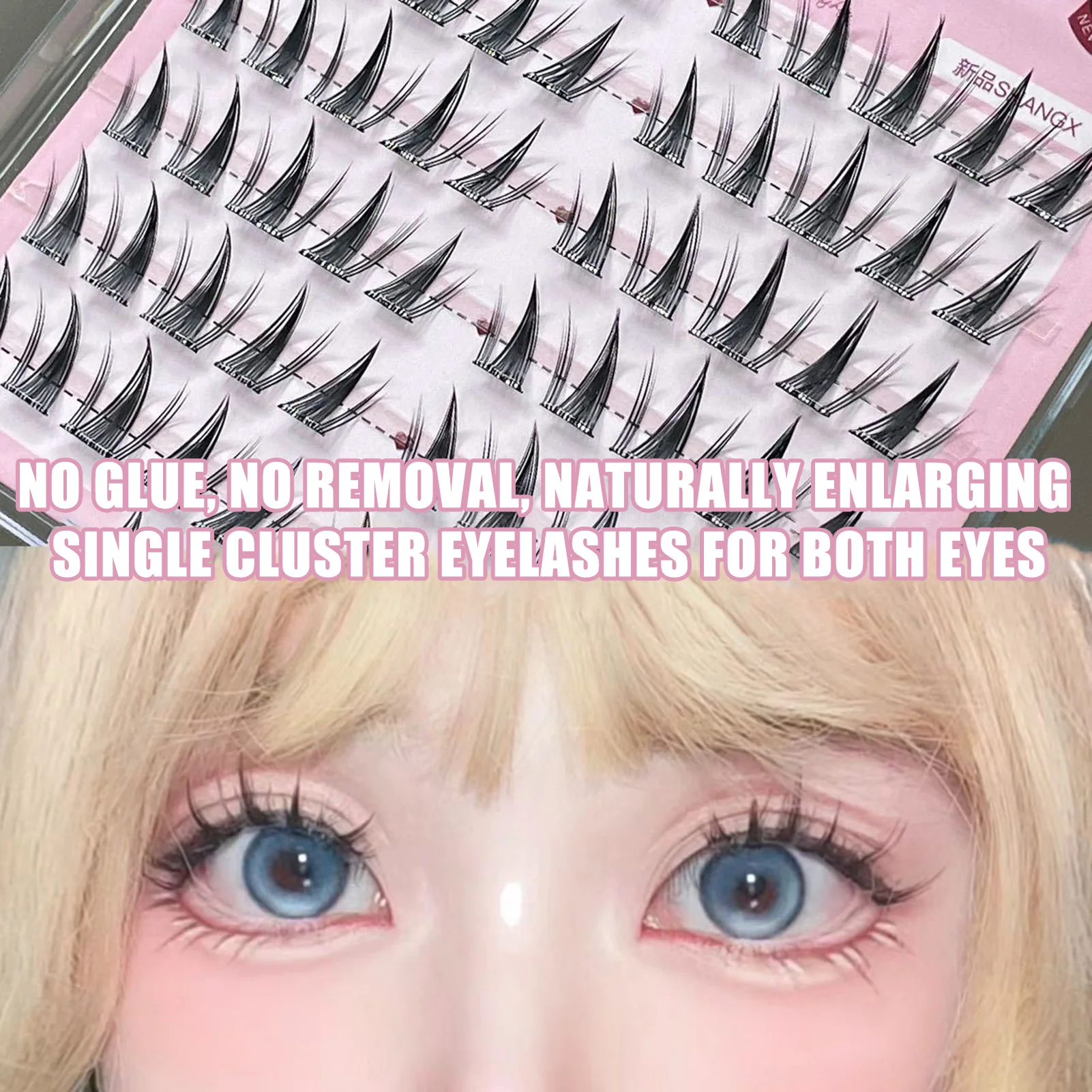 6 Rows Self Adhesive Cluster Lashes Glue-Free DIY Individual Eyelash Extension Natural Soft Lashes No Glue Needed Segmented Lash