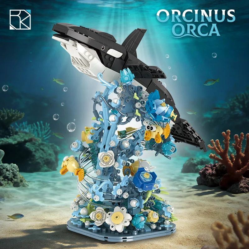 

Набор строительных блоков Orca, креативная модель морских обитателей из строительных блоков, коллекционная игрушка для самостоятельной сборки подводного мира, для дома