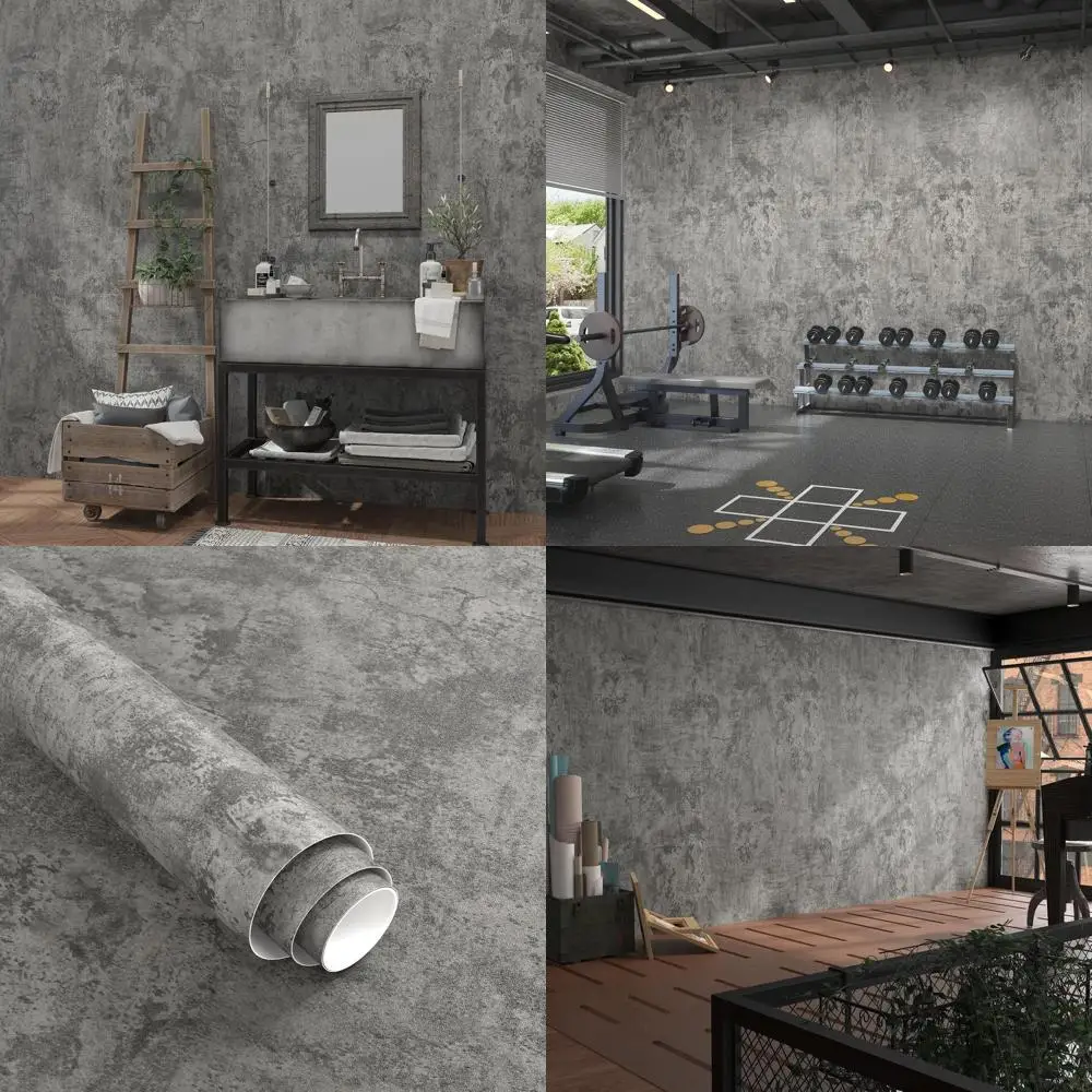 

Grey Concrete Peel and Stick Wallpaper, 30.3 x 39.4, Matte Textured Waterproof Vinyl for Kitchen and Bathroom Walls