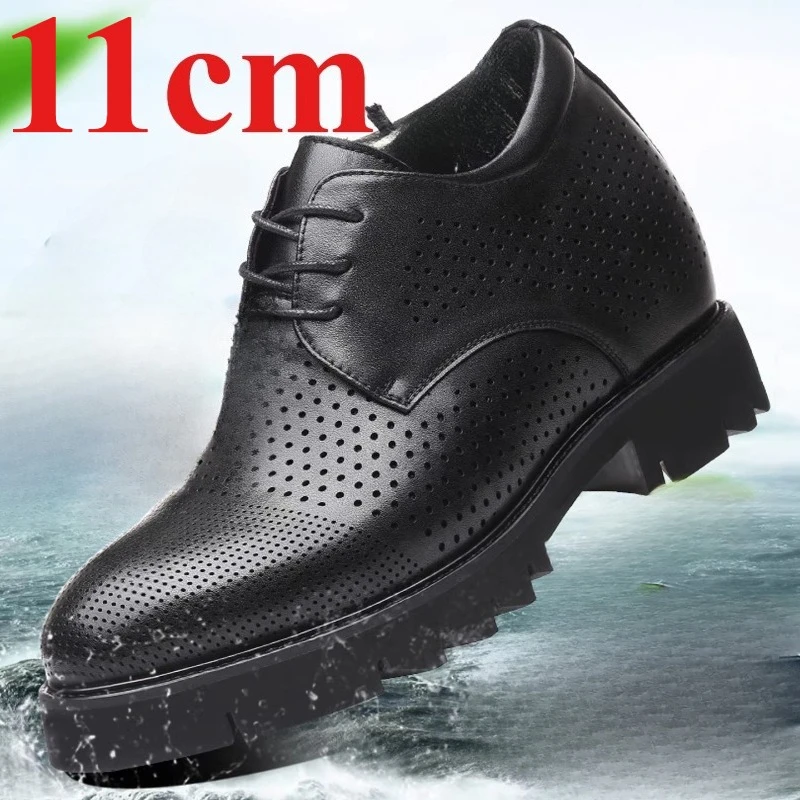

Height-increasing Shoes for Men's 11cm Elevator Shoes Summer Business Casual Sandals Hollow Hole Comfortable Breathable Sandals