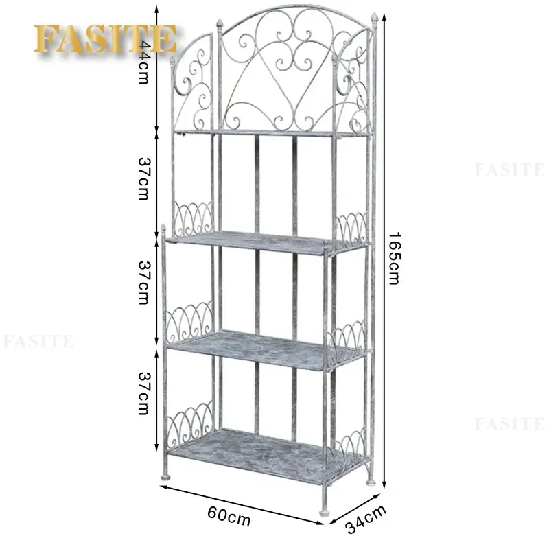 For Retro Outdoor Wrought Iron Multi-layer Flower Stand Green Plant Shelf Balcony Garden Display Rack Durable Metal Planter