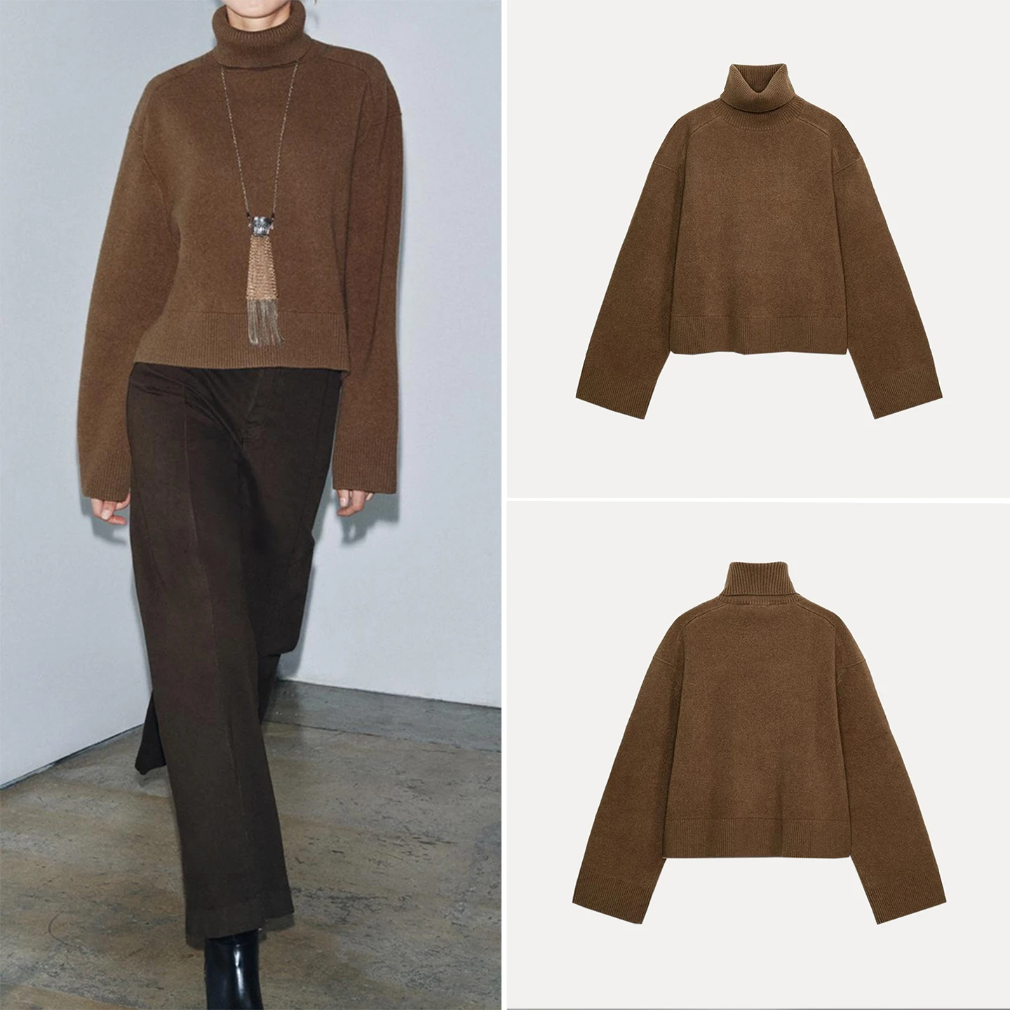 

Faionable Knitted Long Sve Stand Collar Women's Sle Personali 2025 Autumn New Arrival Z Loose Fit European Sle