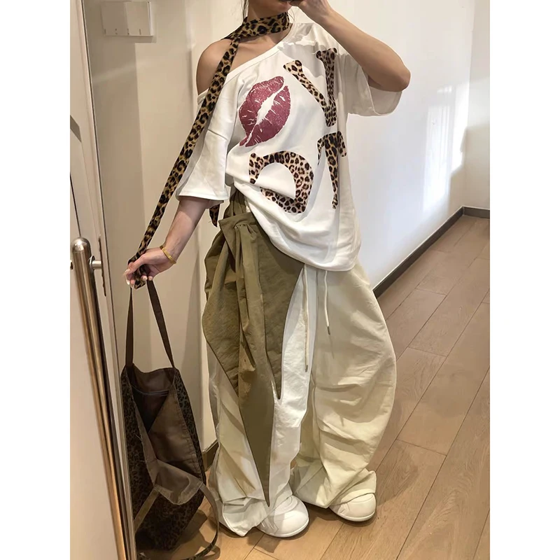 

Летние женские брюки ZHIZOU в стиле гоблин-кор, парашютные штаны, свободные брюки в стиле Харадзюку Y2K, гранж, уличная одежда 2000-х, хип-хоп, спортивные штаны