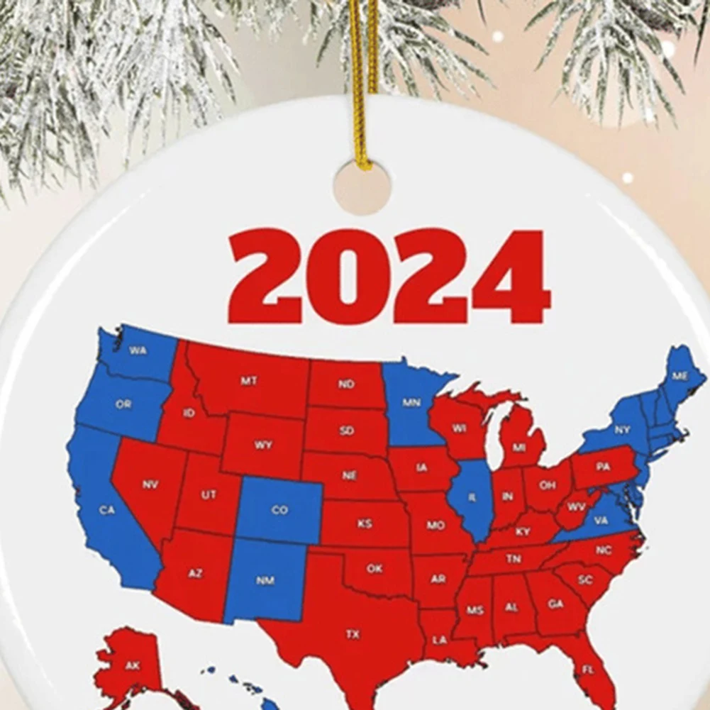 2024 نتائج الانتخابات خريطة خريطة الانتخابات زخرفة عيد الميلاد الرئيس فوز مرة أخرى زخرفة الانتخابات زينة شجرة عيد الميلاد #5