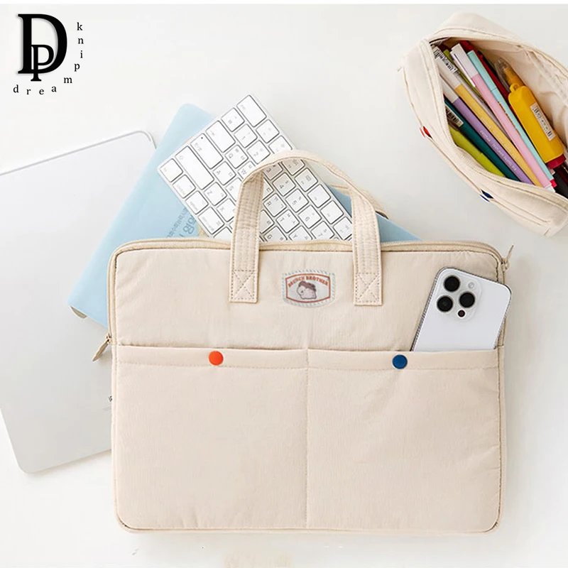 Large Capacity Nylon Custom Embroidery Cute Letters Laptop Bag Lovely Student School Computer Handbag Fashion Business Briefcase