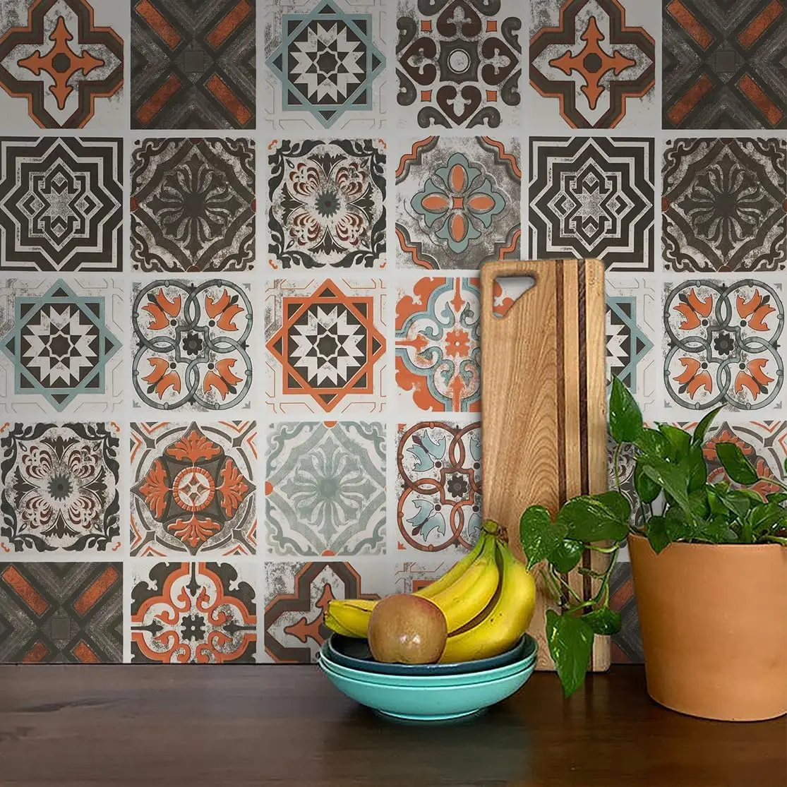 Self Adhesive Waterproof Tiles Floor Sticker Retro Pattern for Living Room Kitchen Bathroom Tables Floor Wall Decals PVC Sticker