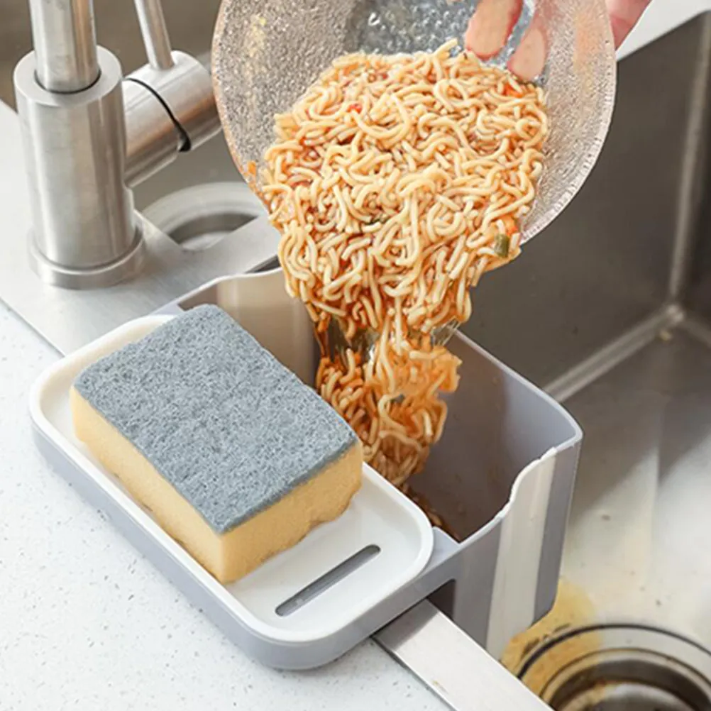 1Pcs Kitchen Sink Drain Basket Stretchable Multipurpose Rack Sponge Holder Hollow Out Design Household Cleaning Organizer