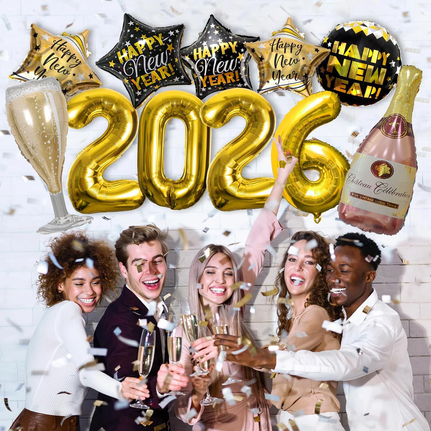11 قطعة مجموعة بالونات احباط السنة الجديدة 32 بوصة الذهب أرقام احباط بالونات زجاجة نبيذ كبيرة بالون سنة جديدة سعيدة حواء الطرف الديكور