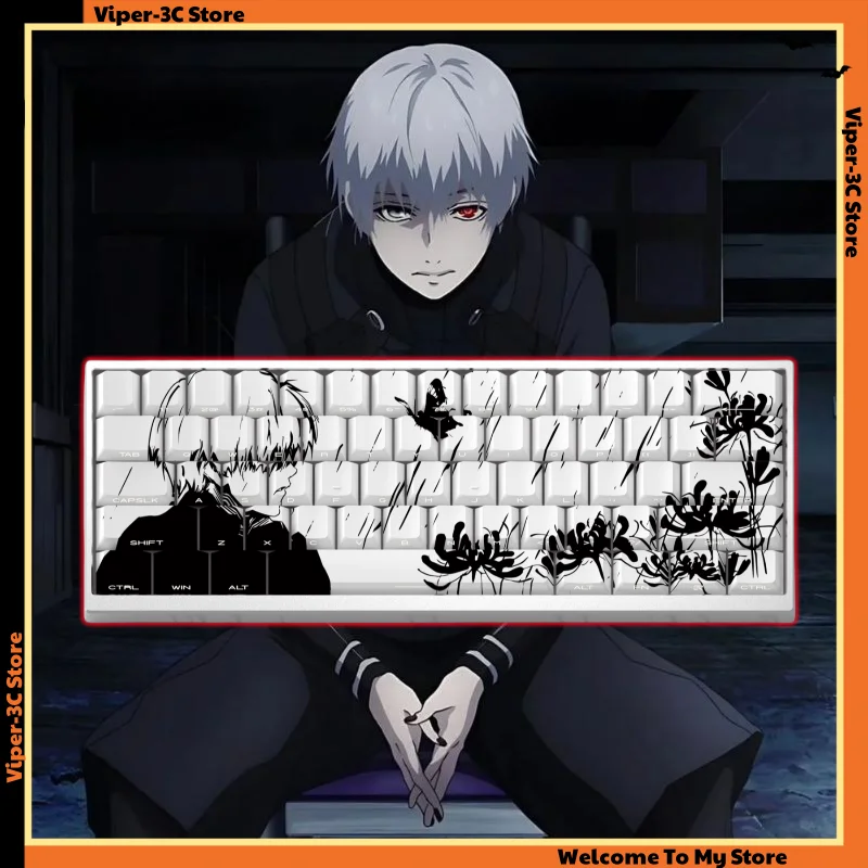 Kaneki Ken аниме Keycap 130 клавиш вишневый сбоку Токийский гуль PBT милые колпачки для клавиш с перекрестным переключателем игровая механическая клавиатура