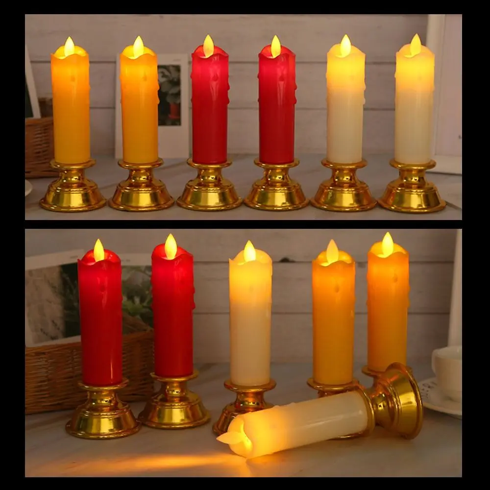 2Pcs Creative Electronic Candle Light Battery Operated Decorative Warm Glowing Candles Waterproof with Light String