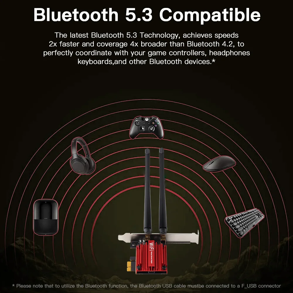 WiFi 6E AX210NGW AXE3000 tri-band 2.4G/5G/6Ghz bezprzewodowy Adapter PCIE kompatybilny Bluetooth 5.3 karta WiFi sieciowy dla PC Win 10/11