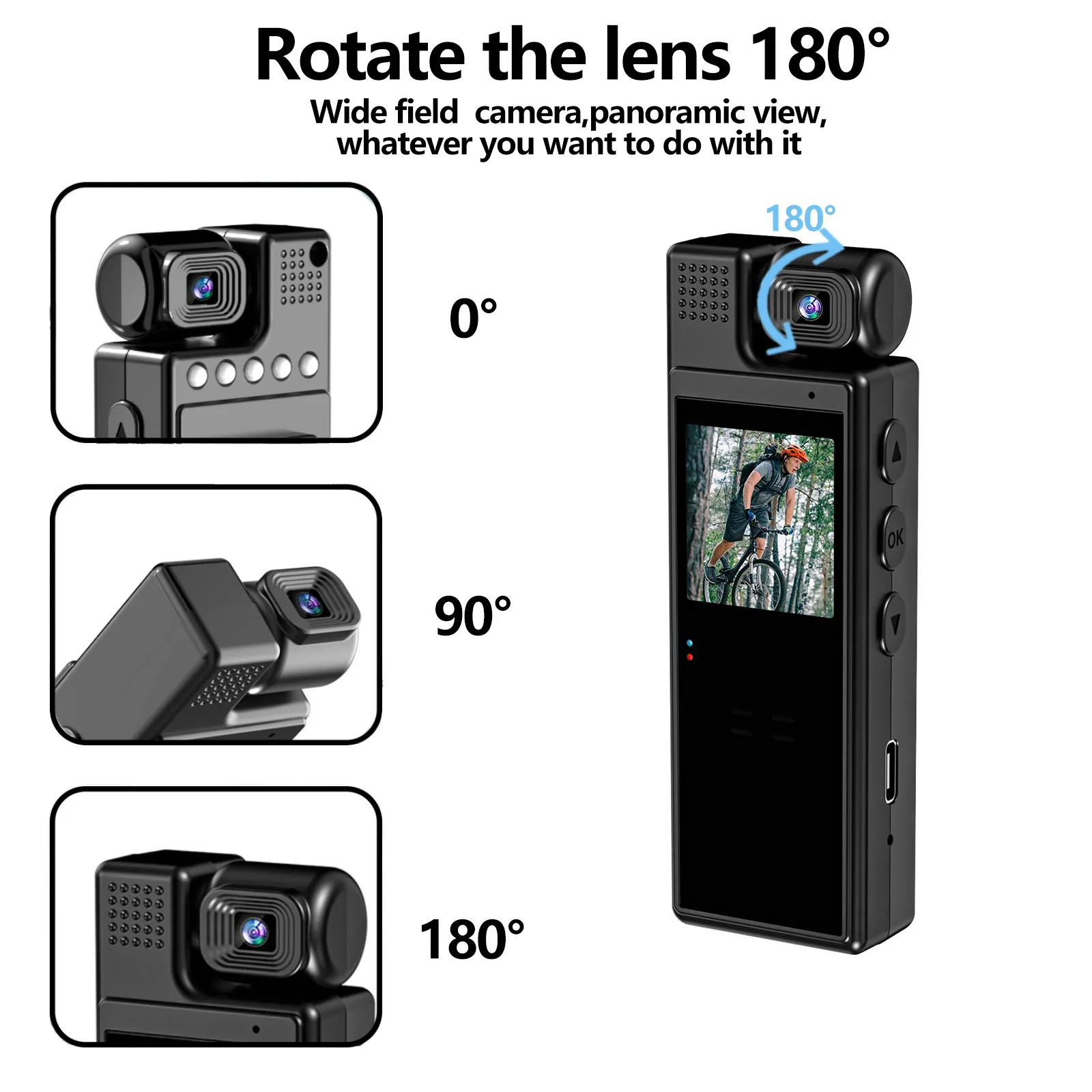 4K HD Portable Mini Action Camera Wifi Back Clip 180° Rotatable IR Night Vision Sports Cam Travel Bicycle Driver Video Recorder