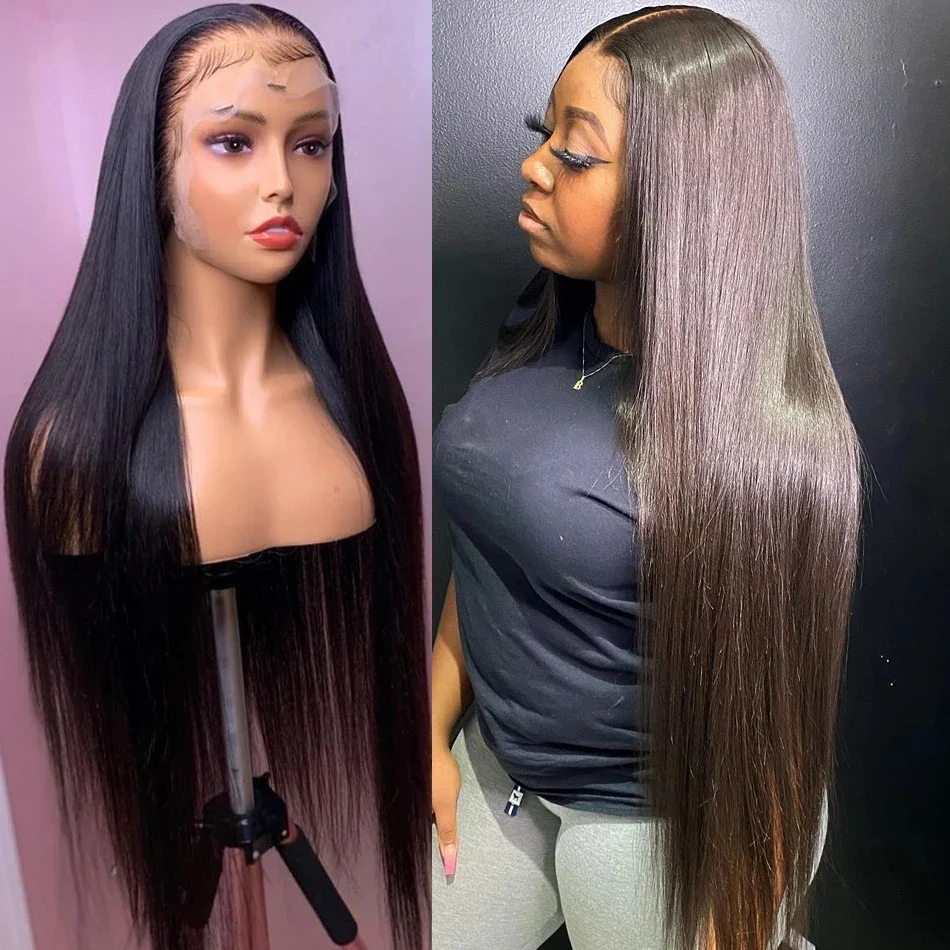 Nadine Bone Straight 13x6 Lace Front Wigs For Women Brazilian 34 Inch Straight Human Hair Pre Plucked Deep Wave Frontal Wig