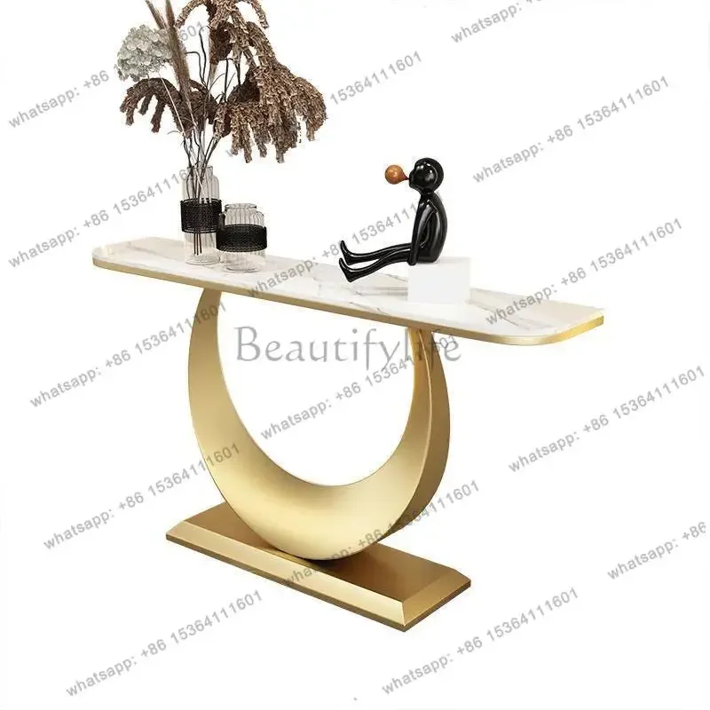 

yj21 Light luxury rock slab entrance table Nordic simple modern living room creative semi-circular end view table against the wa