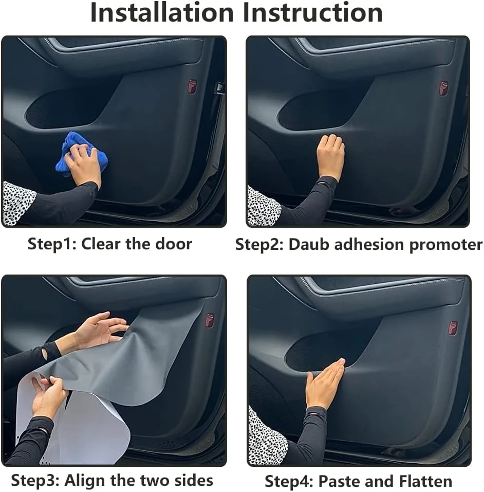 For Tesla Model 3/Y Car Door Anti-Kick Pad Leather Side Door Panel Protective Stickers Trim Anti-Dirty Mat Interior Accessories