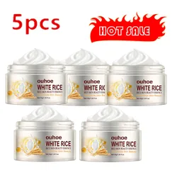 Crema blanqueadora de arroz blanco, antienvejecimiento, elimina las arrugas, nutritiva, hidratante, cuidado Facial, 5 piezas