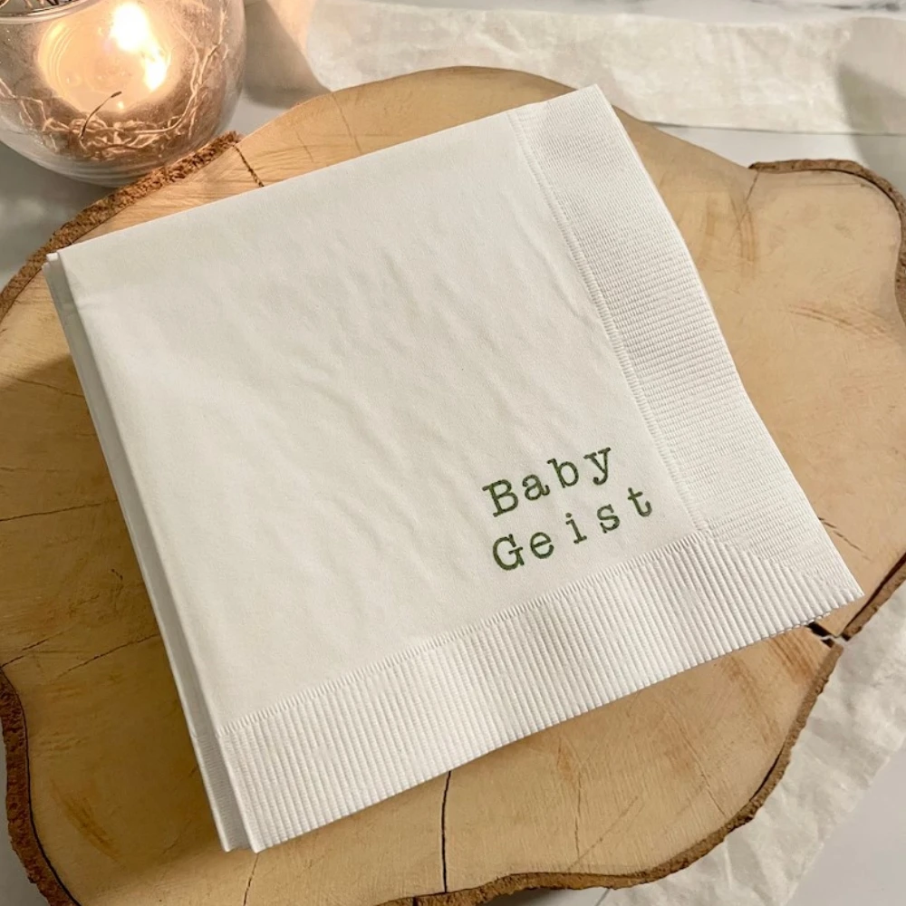 Personalized Baby Napkins, Minimalist Baby Shower Custom Cocktail Napkins Bright Blue ink Baby Birthday Beverage Napkins, 50Pcs