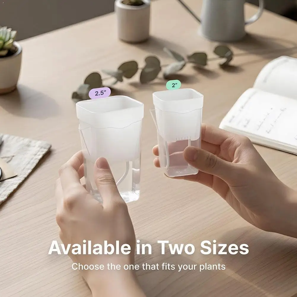 2Pcs/Set Translucent Hydroponic Plastic Flowerpot With Drainage Holes Translucent Plastic Planters Mini Flower Seedlings Pot