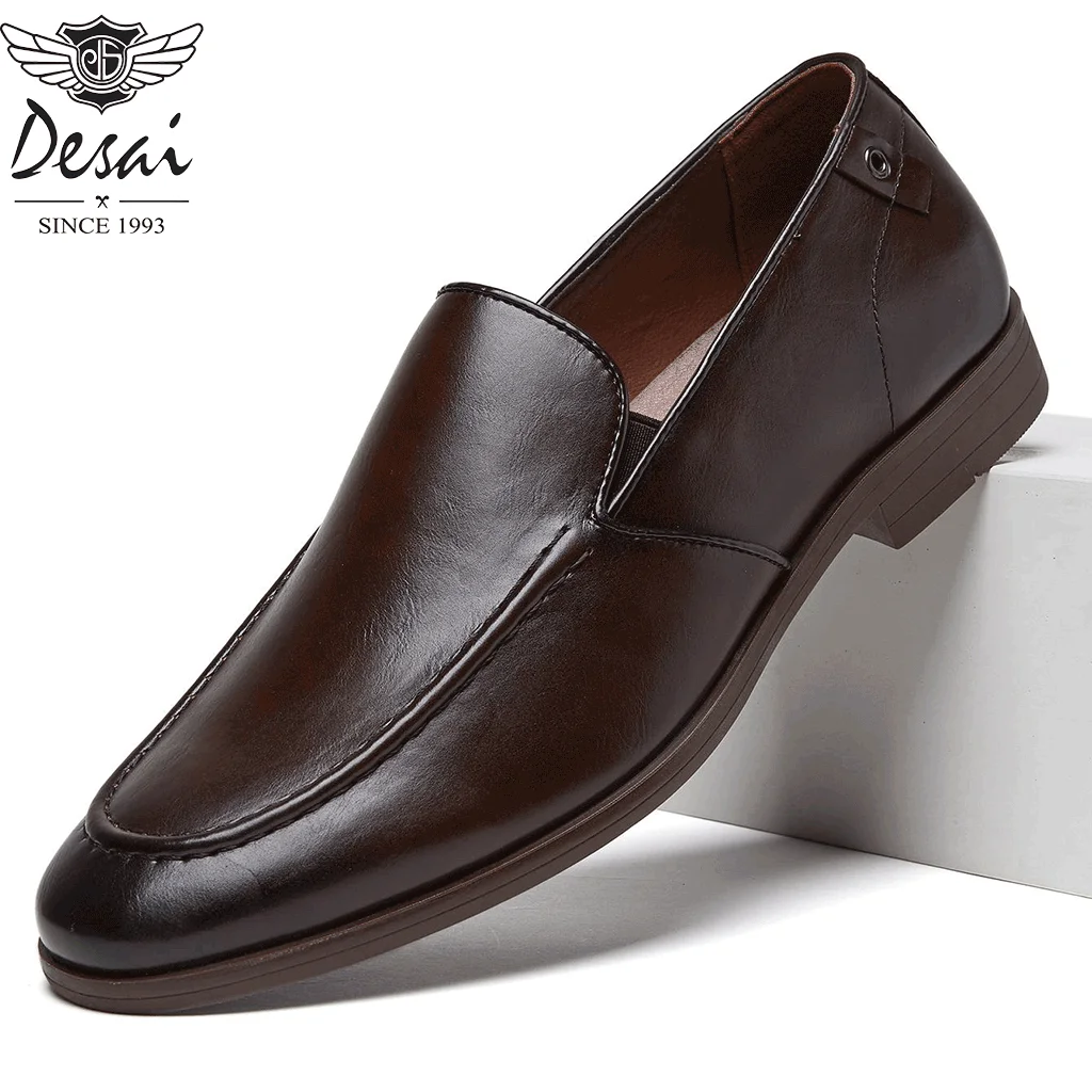 Desai Men's 2026 Autumn Slip‑on Loafer Leather Shoes Simple Business Formal Dress Shoes For Office Daily Commute Occasions