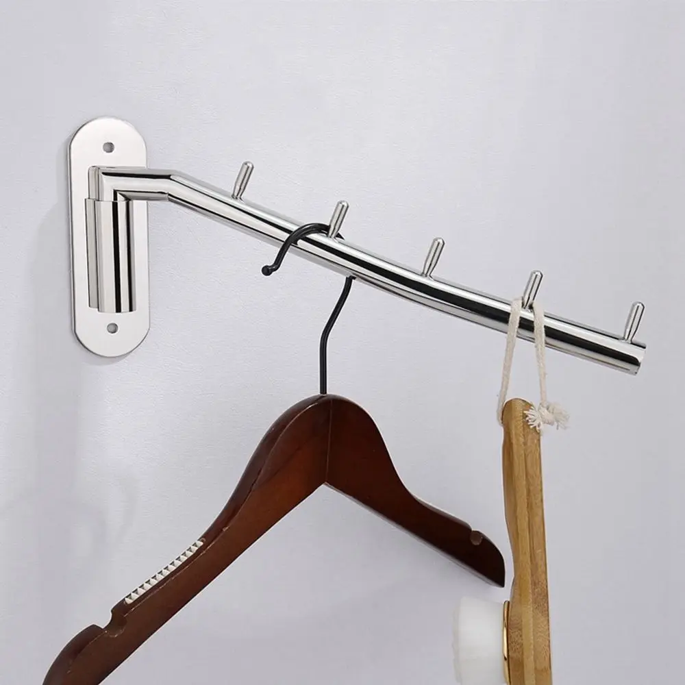 

Stainless Steels Rotating Coat Hooks Wall Mounted Rotatable Swing Arm Clothing Drying Holder Movable Heavy Duty Clothes Hanger