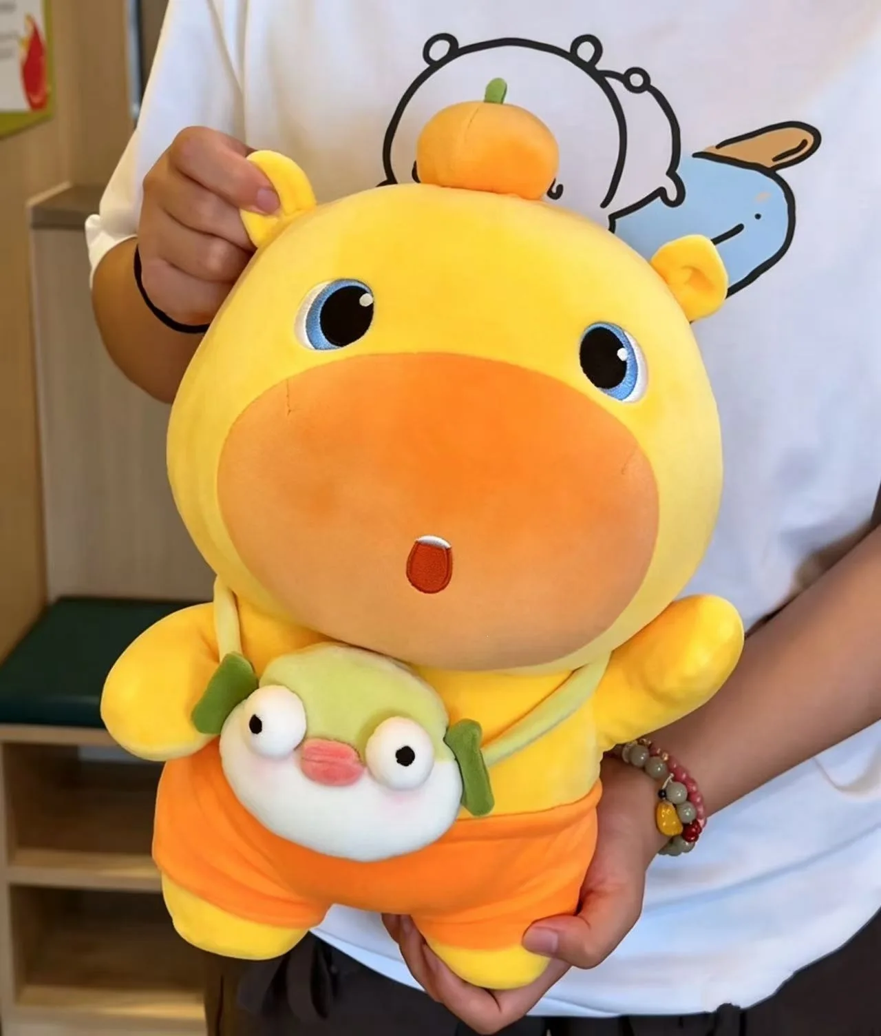 Plush Doll Orange Capybara Lulu Soft Stuffed Toy Pufferfish Crossbody Bag Throw Pillow For Sofa Home Decoration Adult Gift