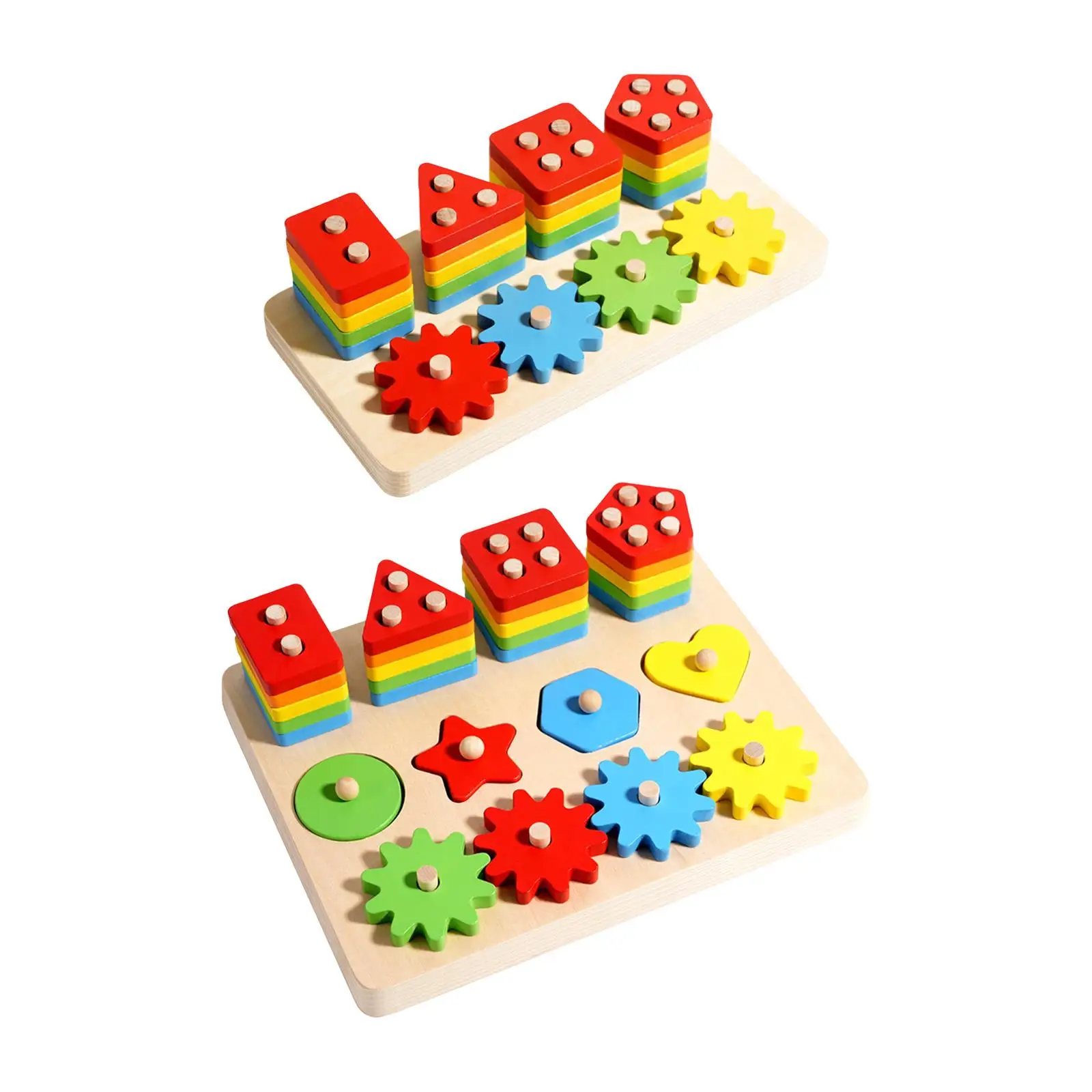 Wooden Sorting Stacking Toy Sensory Stocking Stuffers Color Recognition Creative Learning Puzzles for Girls Boys Toddlers