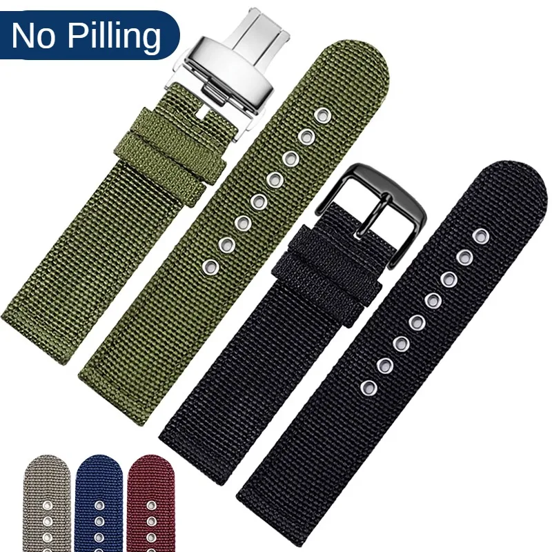 Universal Brand Flat Interface Nylon Watch Strap 19/20/21/22/23/24mm