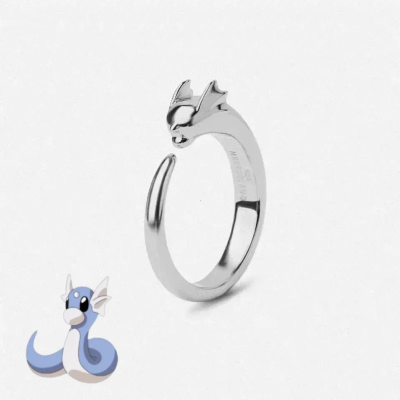 New Pokemon Anime Peripherals Couple Jewelry Pair Ring S925 Silver Opening Adjustable Cartoon Fashion Niche Accessory Gift