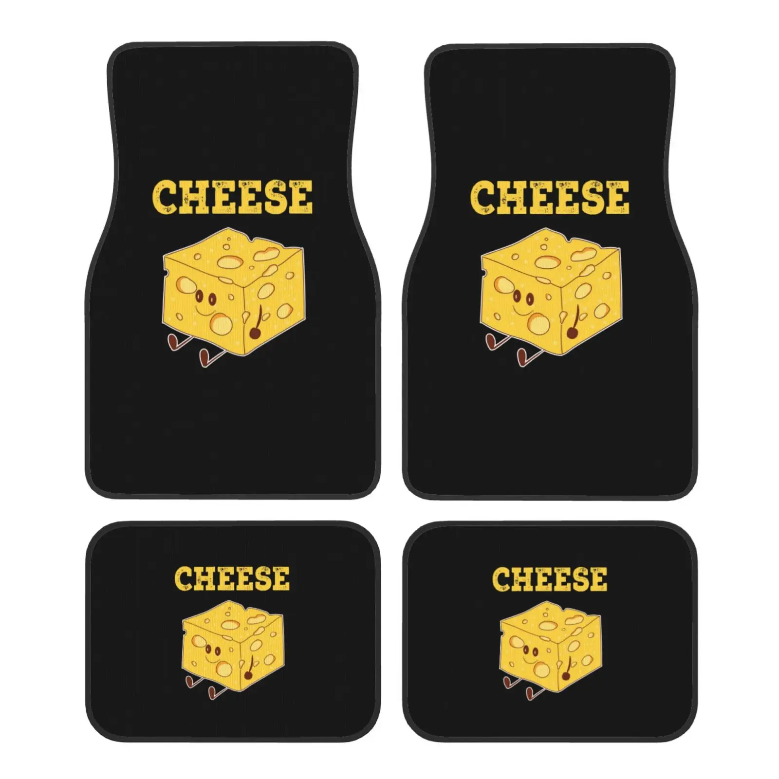 

Anime Cheese Graphic Print Car Floor Mats Set 4 Pcs Front and Rear Foot Mats Carpet Universal Car Accessories for SUV Van Sedan