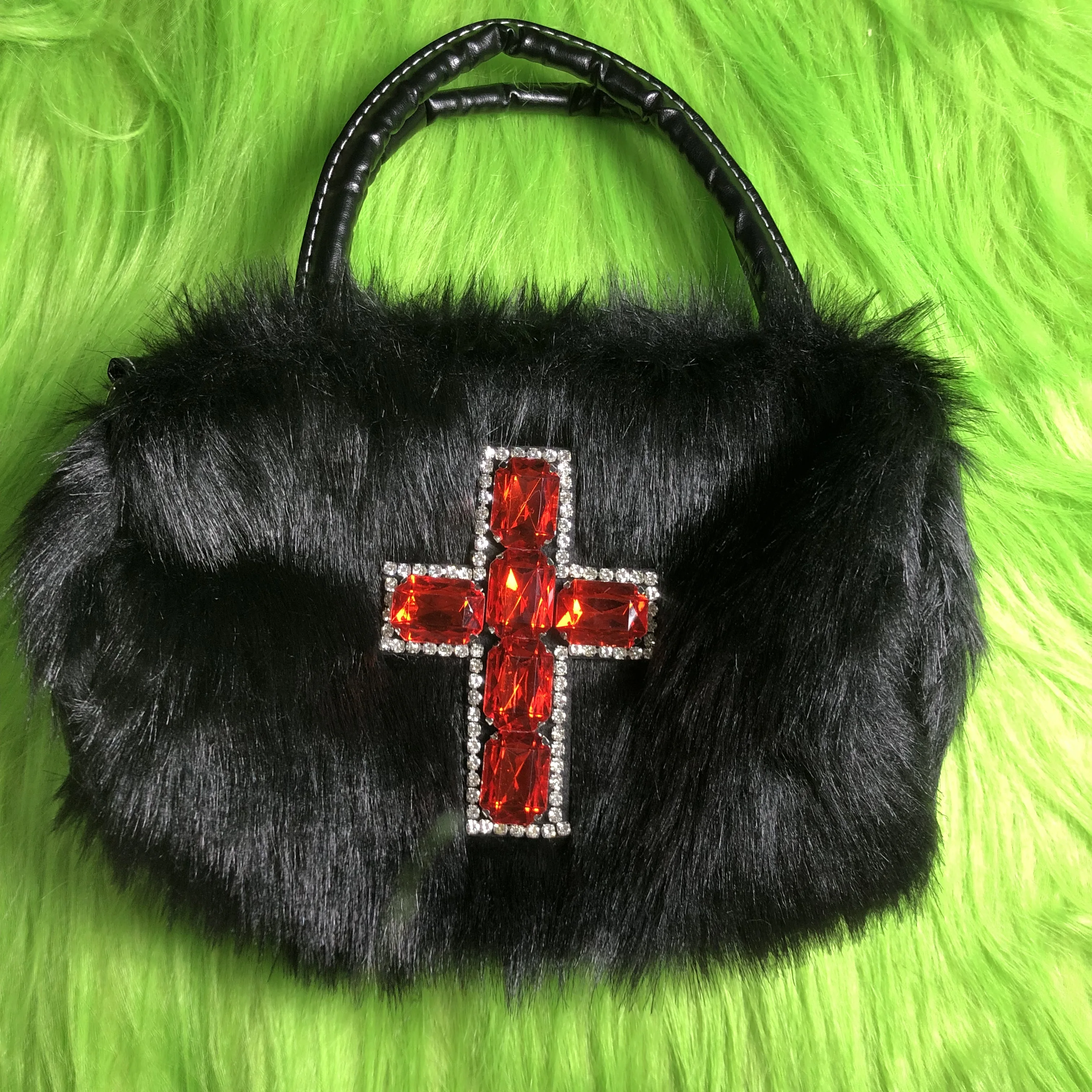 Cool Girls Y2k Underarm Bags Trendy Faux Fur Women's Shoulder Bag Fashion Female Clutch Handbags Purse image 5