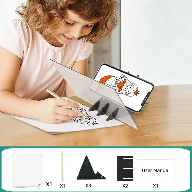 Translucent Drawing Board - High-Tech Optical Imaging Drawing Tool with Smartphone Stand for Kids\' Educational STEM Toys