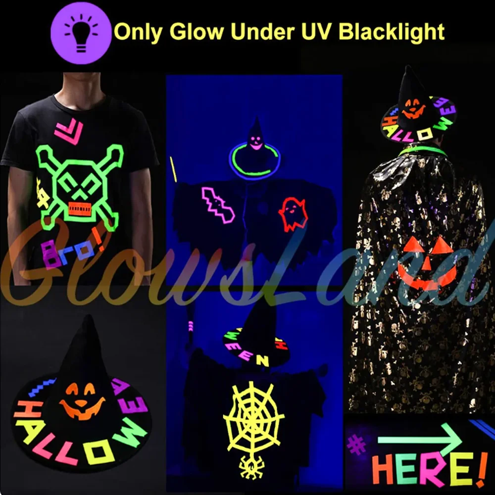 Reaktives UV-Schwarzlicht-Neonband, 6-Farben-Neon-Gaffer-Klebeband, fluoreszierendes UV-Schwarzlicht, das im Dunkeln leuchtet, Klebeband für UV-Partys – Detail 5